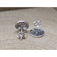 Echt zilveren oorbel stekers levensboom